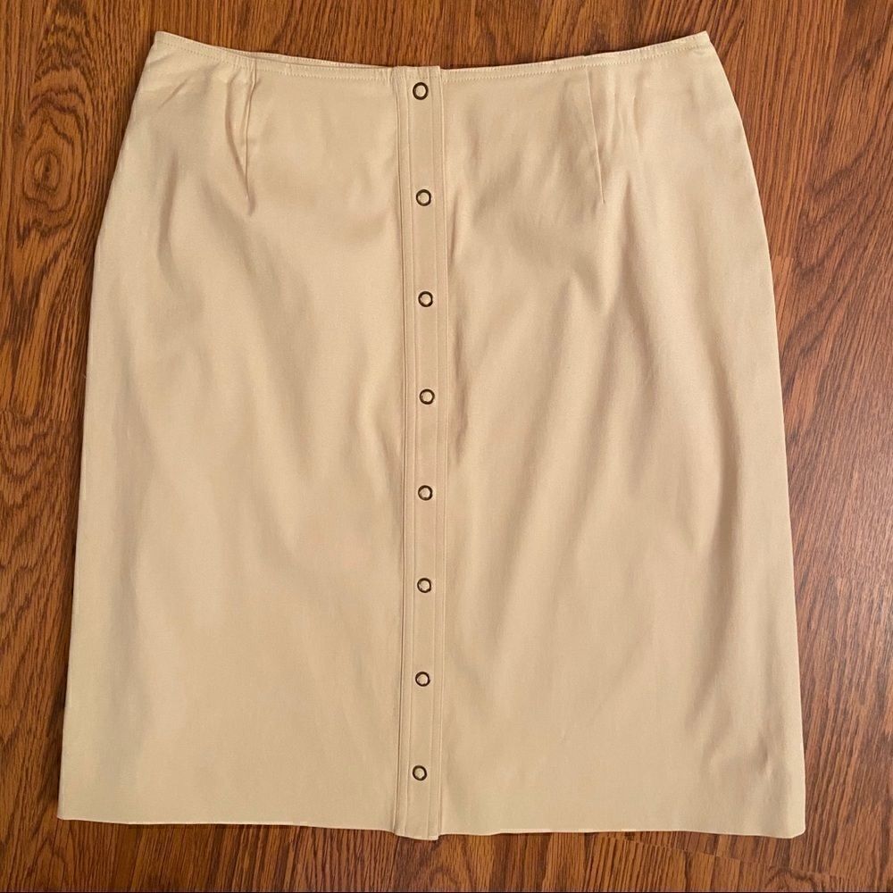Malandrino Paris Light Tan Snap Front Skirt Size 8
